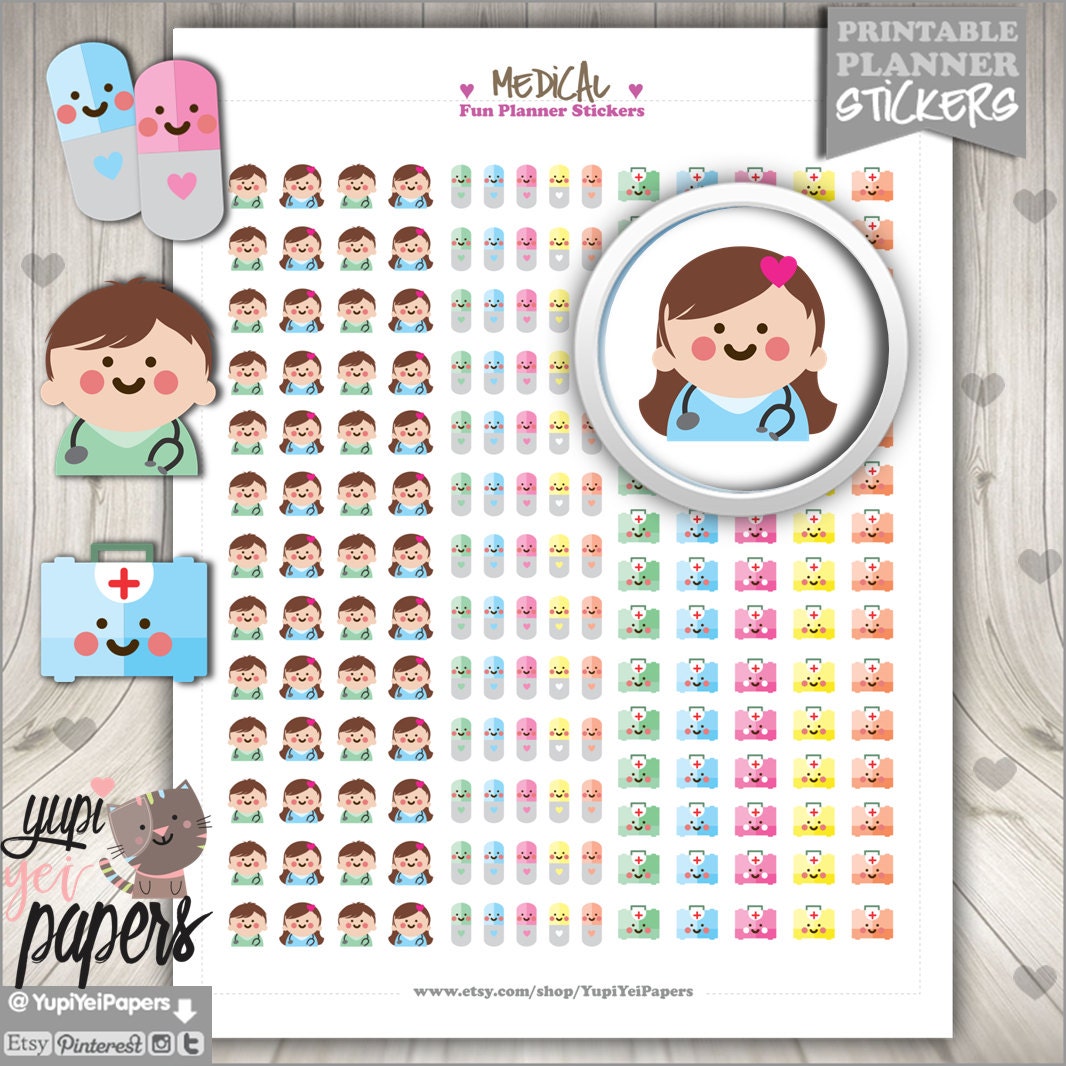 Medical Stickers Planner Stickers Doctor Appoinment Pills Etsy