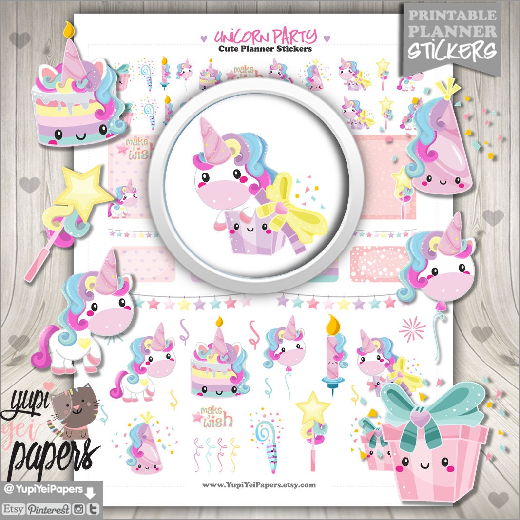 Unicorn Stickers Planner Stickers Printable Planner | Etsy