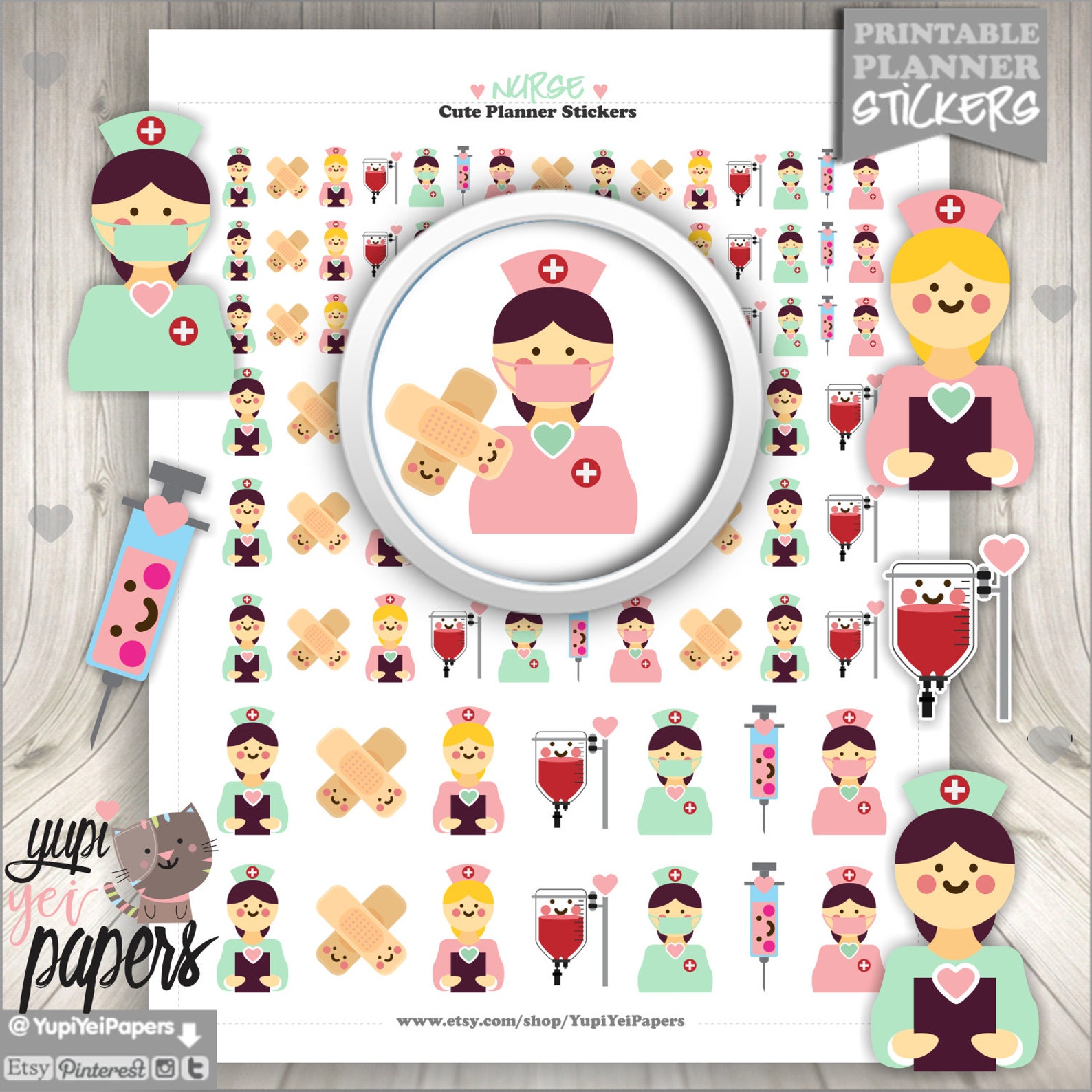 Nurse Stickers Planner Stickers Medical Stickers Nurse Etsy