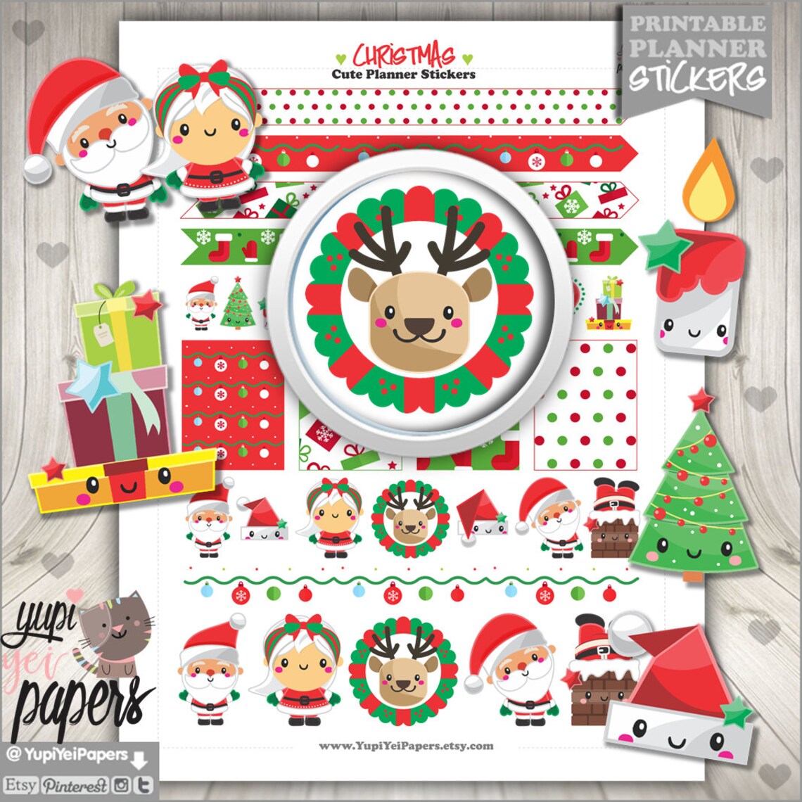 Christmas Stickers Planner Stickers Christmas Planner Etsy