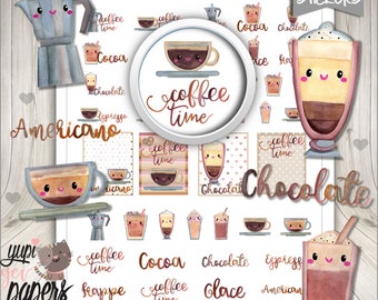 Coffee Time Stickers, Planner Stickers, Printable Planner Stickers, Coffee Stickers, Coffee Planner Stickers, Planner Accessories