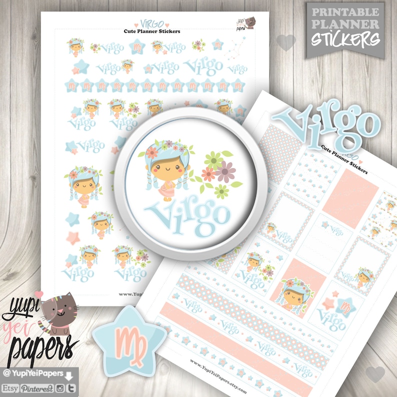 virgo stickers digital stickers zodiac stickers printable etsy
