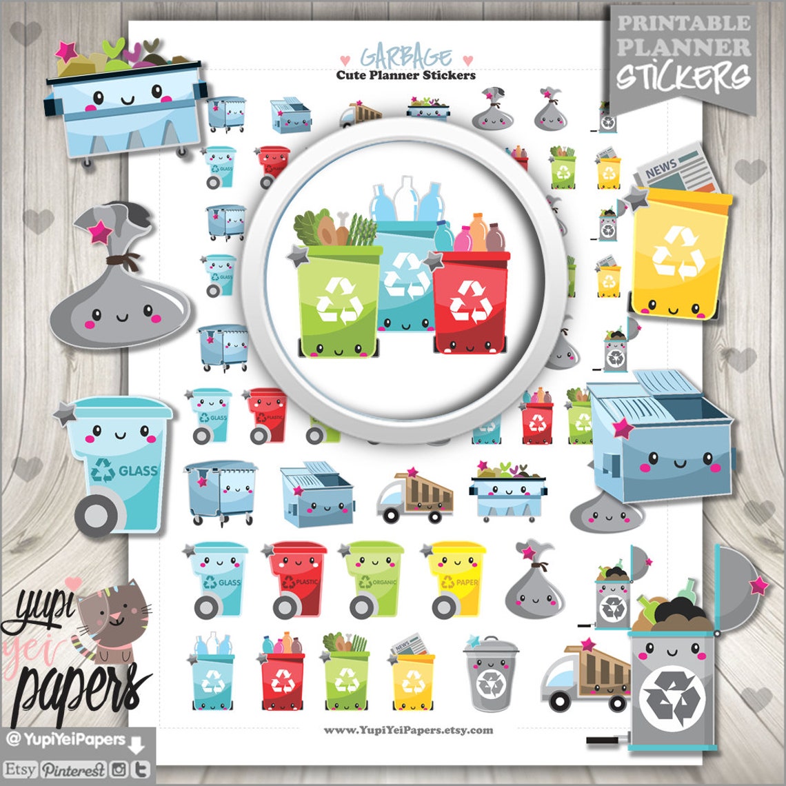 Garbage Stickers Planner Stickers Dumpster Stickers Etsy