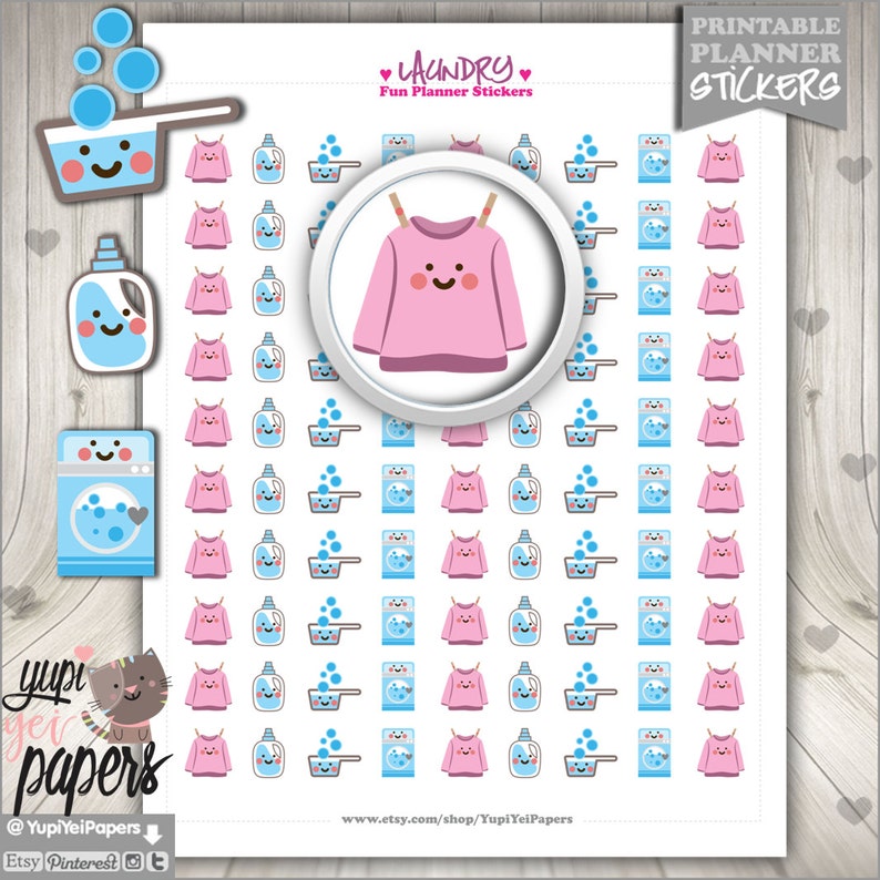 Laundry Stickers Printable Planner Stickers Basket Stickers - Etsy
