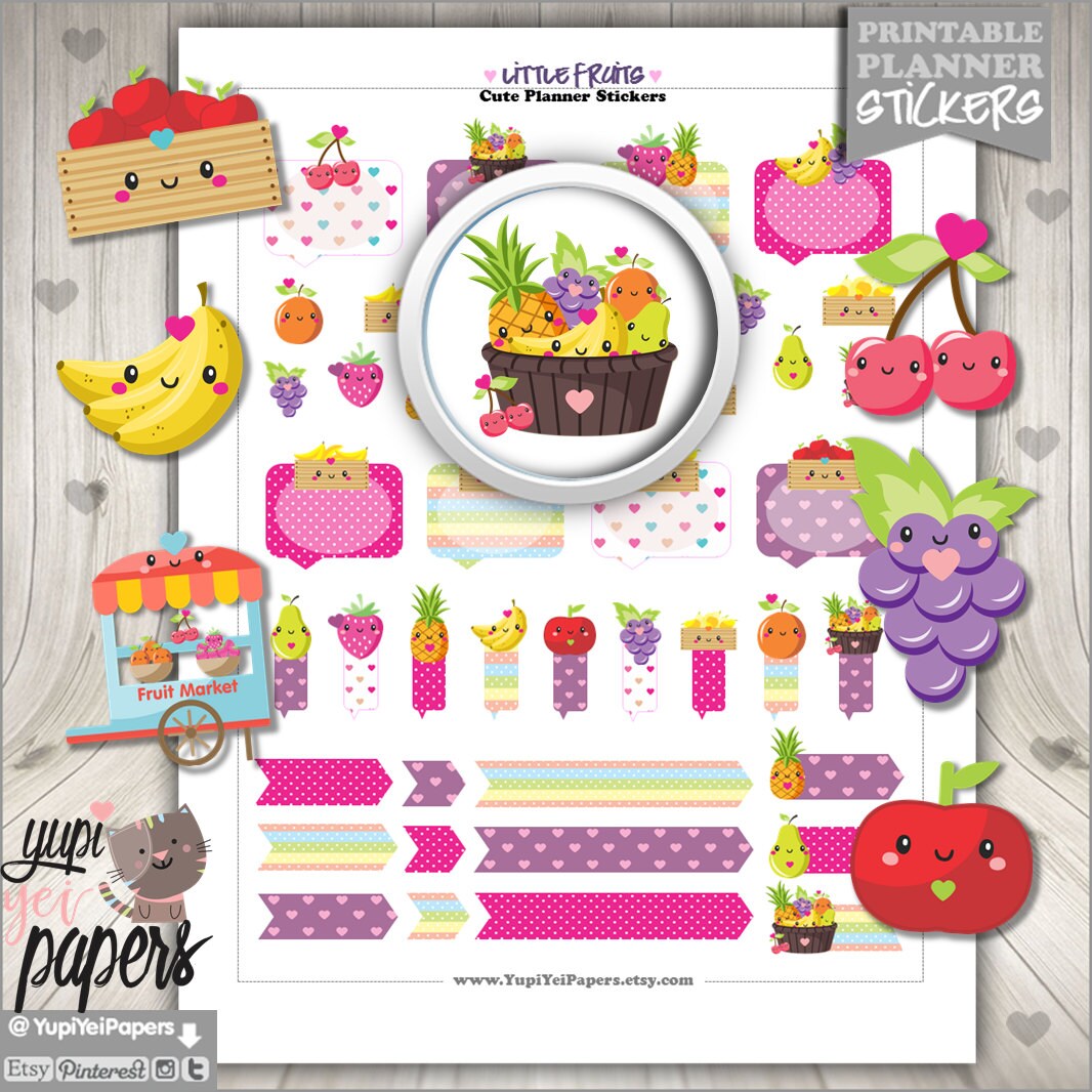 Fruit Stickers Planner Stickers Food Stickers Fruits Etsy