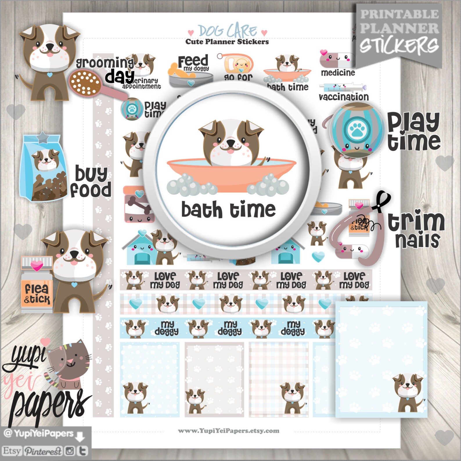 Dog Stickers Dog Planner Stickers Dog Care Stickers Etsy