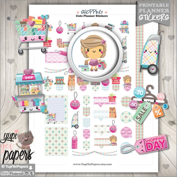 Shopping Stickers Planner Stickers Shop Stickers Planner Etsy