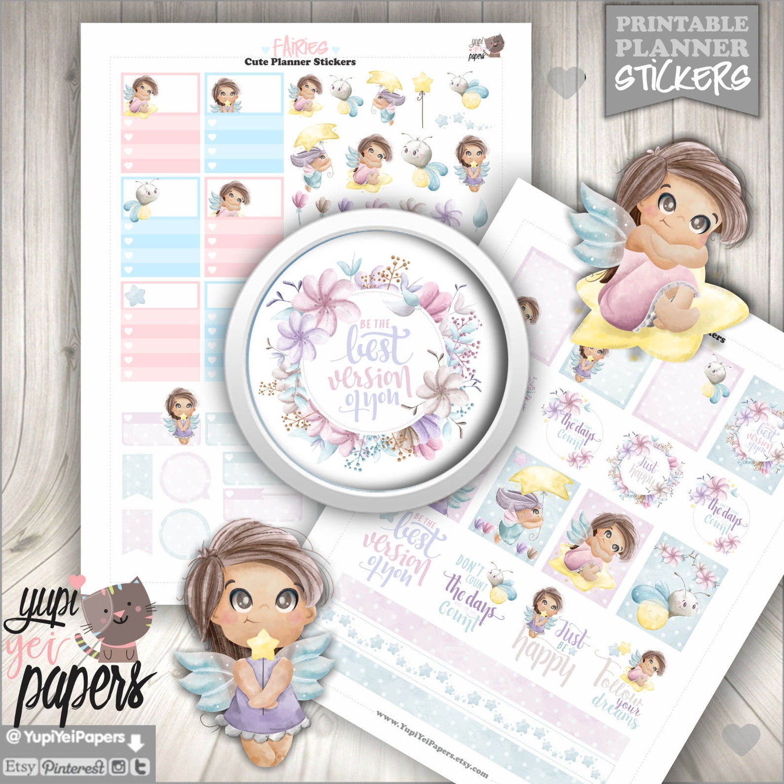 Fairy Stickers Fairies Stickers Digital Stickers Printable Etsy