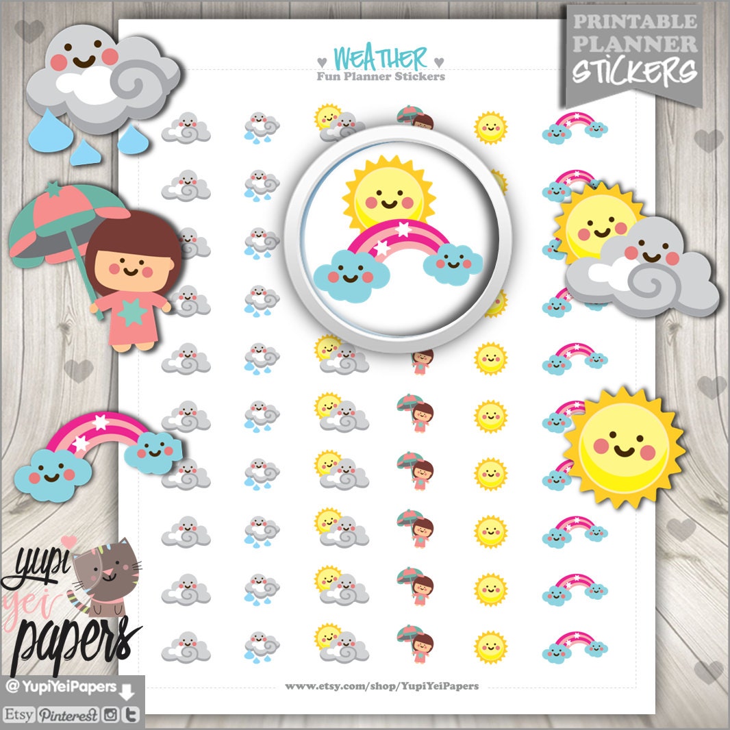 Weather Stickers Planner Stickers Sun Stickers Tracking | Etsy