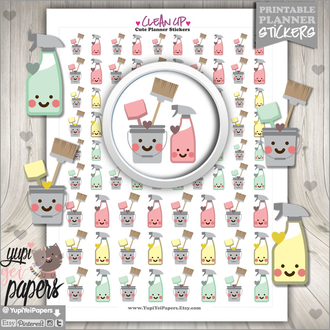 Clean up Stickers Planner Stickers Housekeeping Planner Etsy