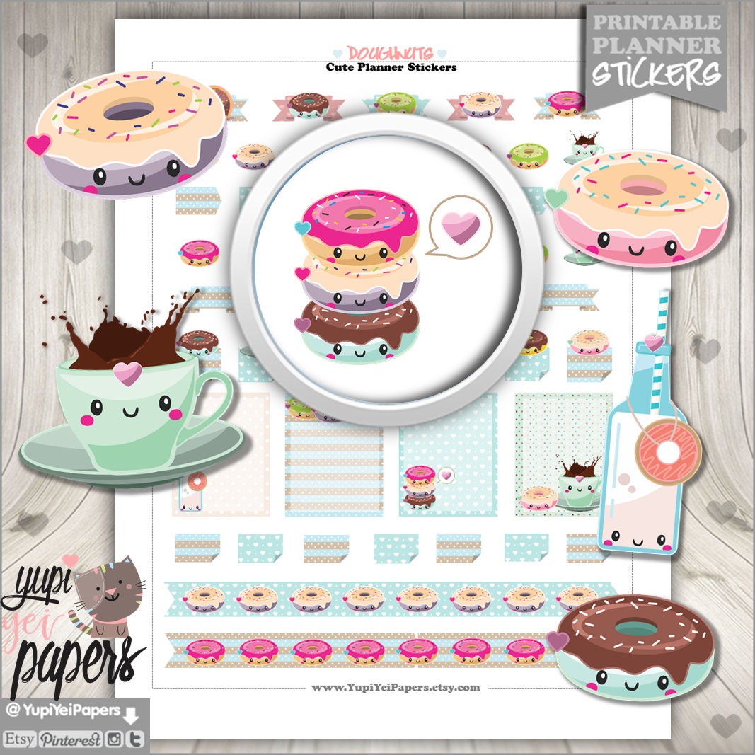 donut stickers planner stickers printable planner stickers