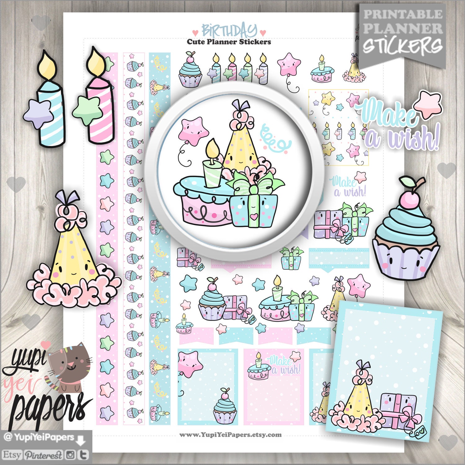 birthday stickers happy birthday stickers digital stickers etsy