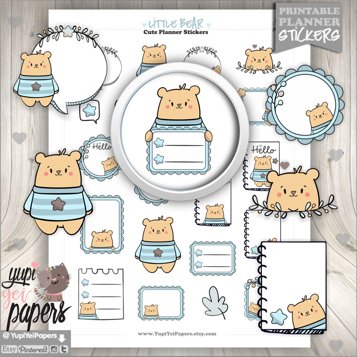 Bear Stickers Baby Bear Stickers Woodland Stickers Animal Etsy