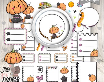 Halloween Stickers, Pumpkin Stickers, Digital Stickers, Printable Planner Stickers, Planner Stickers, Halloween Digital Stickers, Halloween