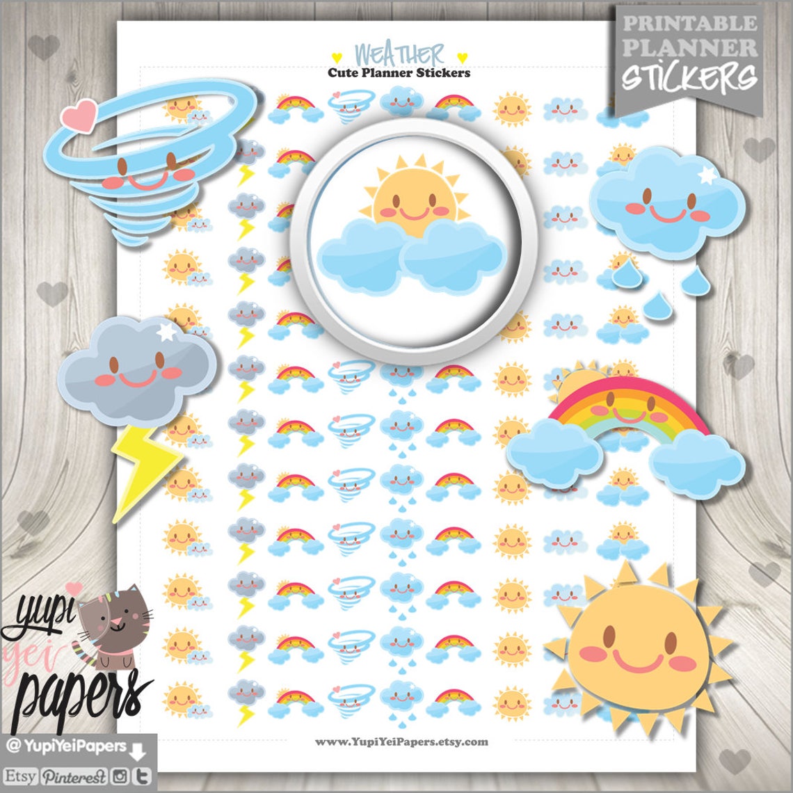 Weather Stickers Planner Stickers Sun Stickers Tracking | Etsy