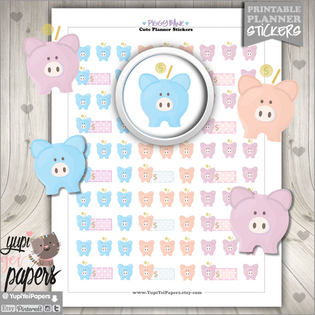 Saving Stickers Planner Stickers Piggy Bank Stickers Money | Etsy