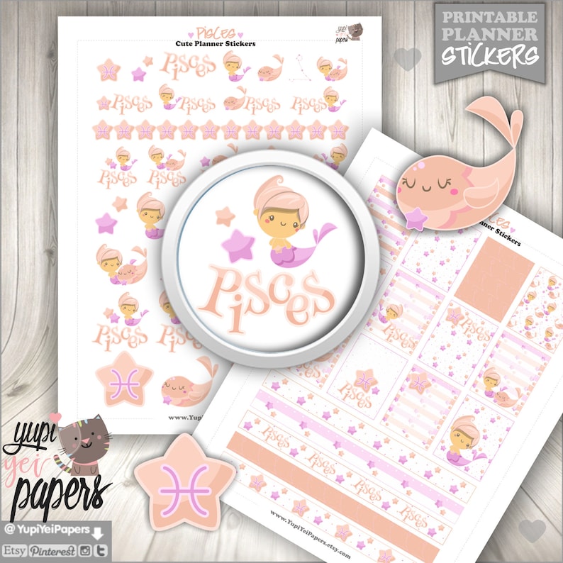 pisces stickers digital stickers zodiac stickers printable