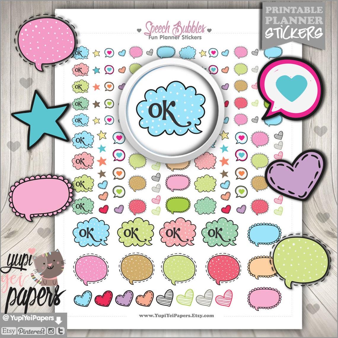 Speech Bubbles Bubbles Stickers Word Ballons Bubble Talk Etsy