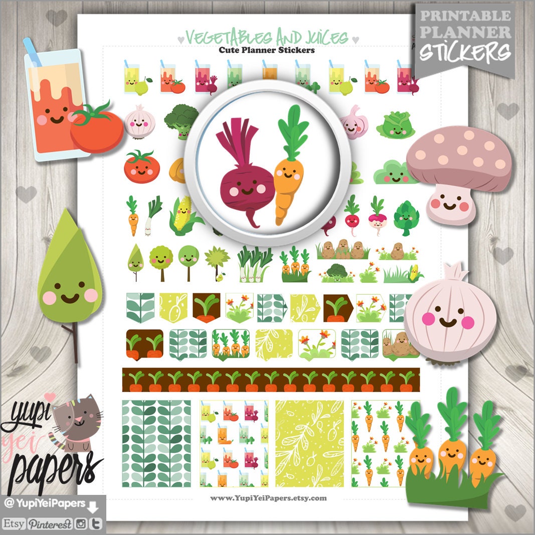 Vegetable Stickers Planner Stickers Planner Accesories Etsy