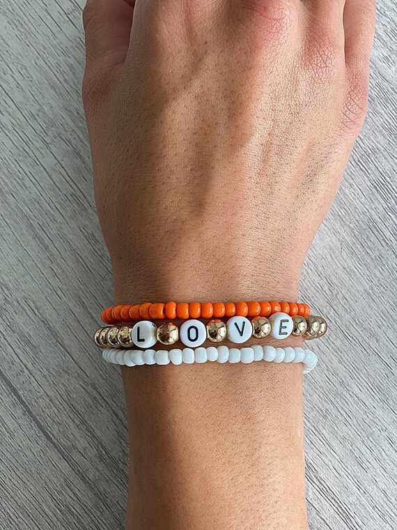 Simple Seed Bead Bracelet Orange White each sold separately