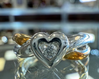 Two Tone Heart Diamond Ring