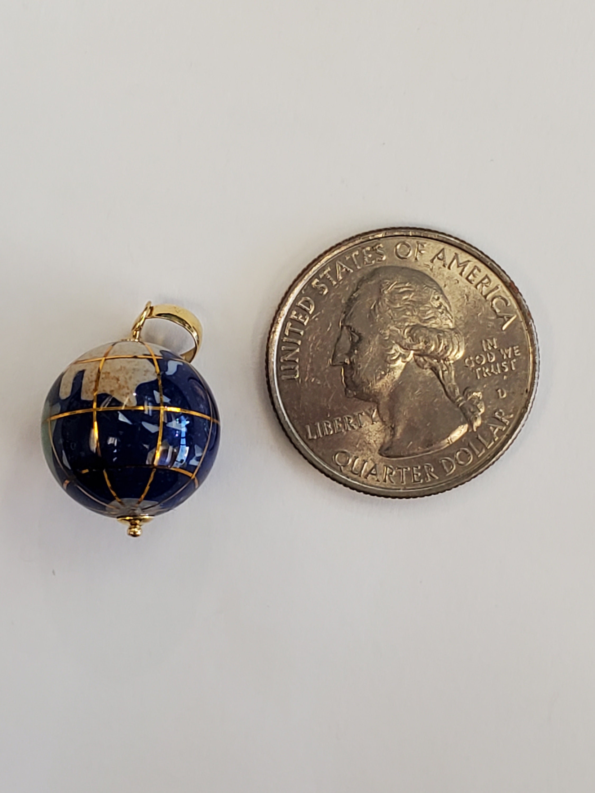 Product Image for Gemstone globe earth world 14k yellow gold lapis jasper agate mother of pearl pendant