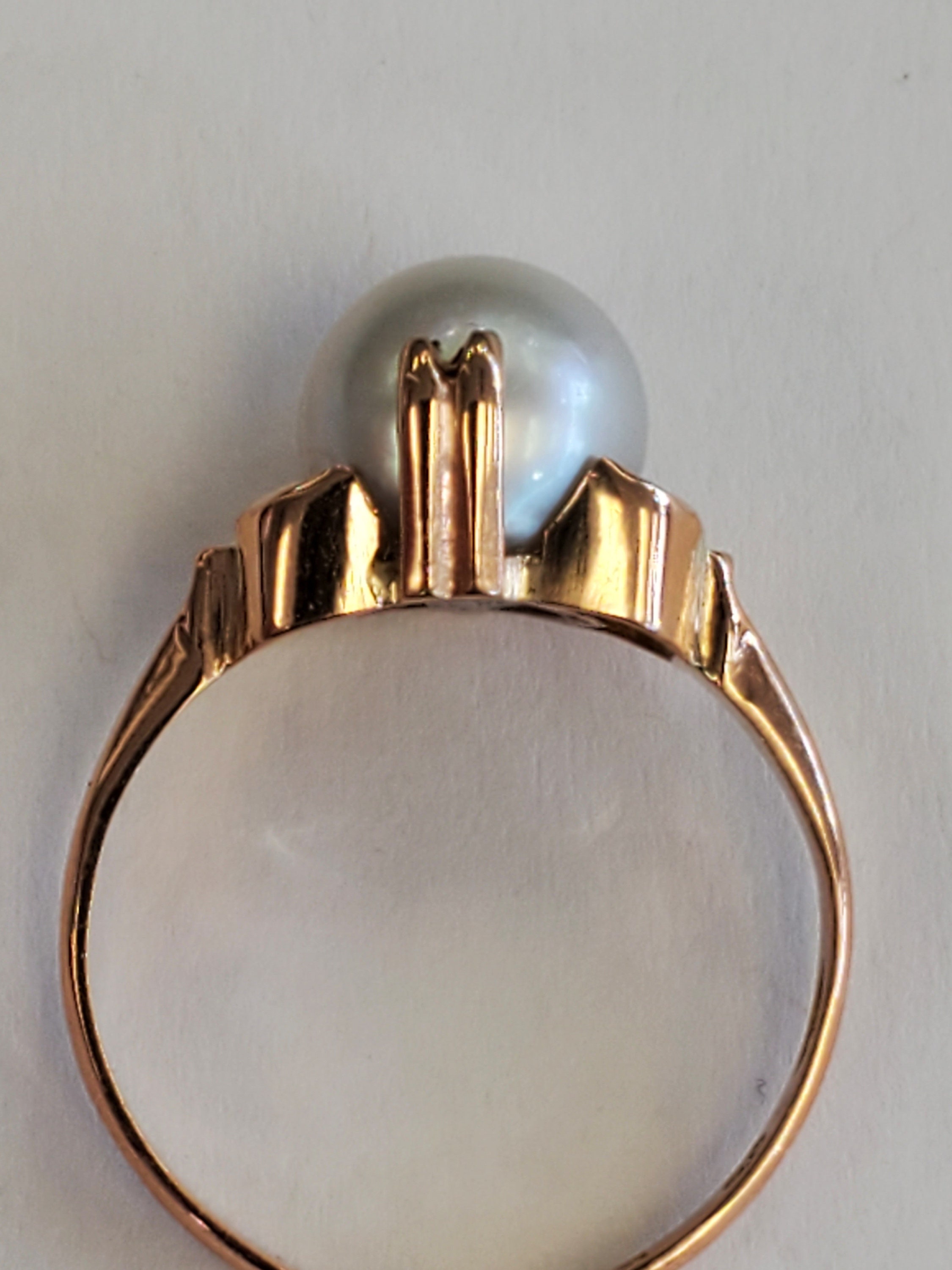 Product Image for Silver gray pearl 18k rose gold CPO hallmarked ring size 6.25