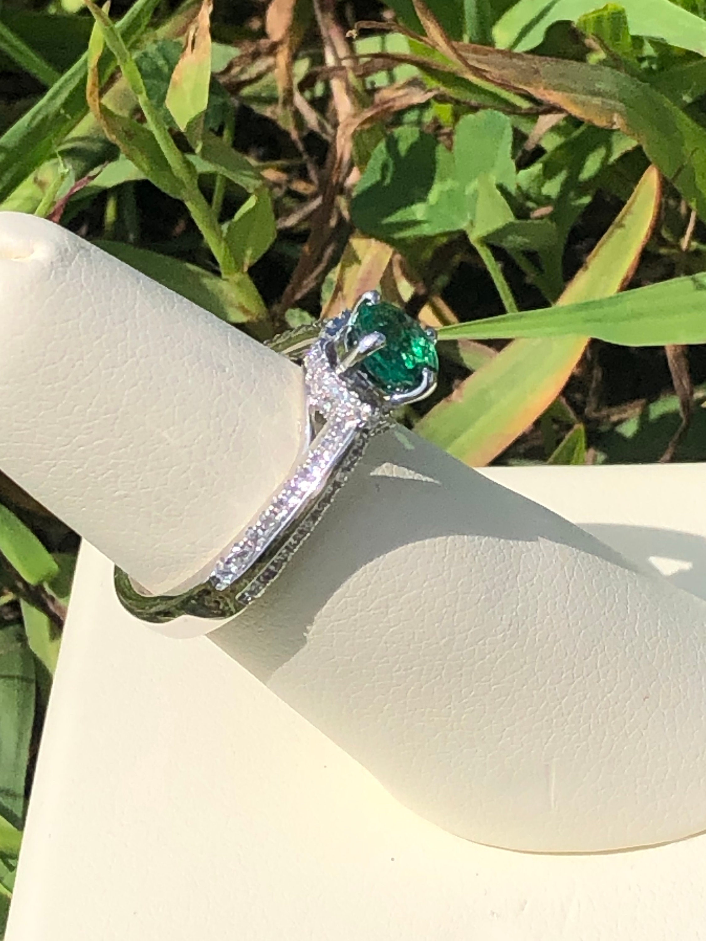 Product Image for 14K White Gold .71CT Emerald & .33CT Diamond Ring