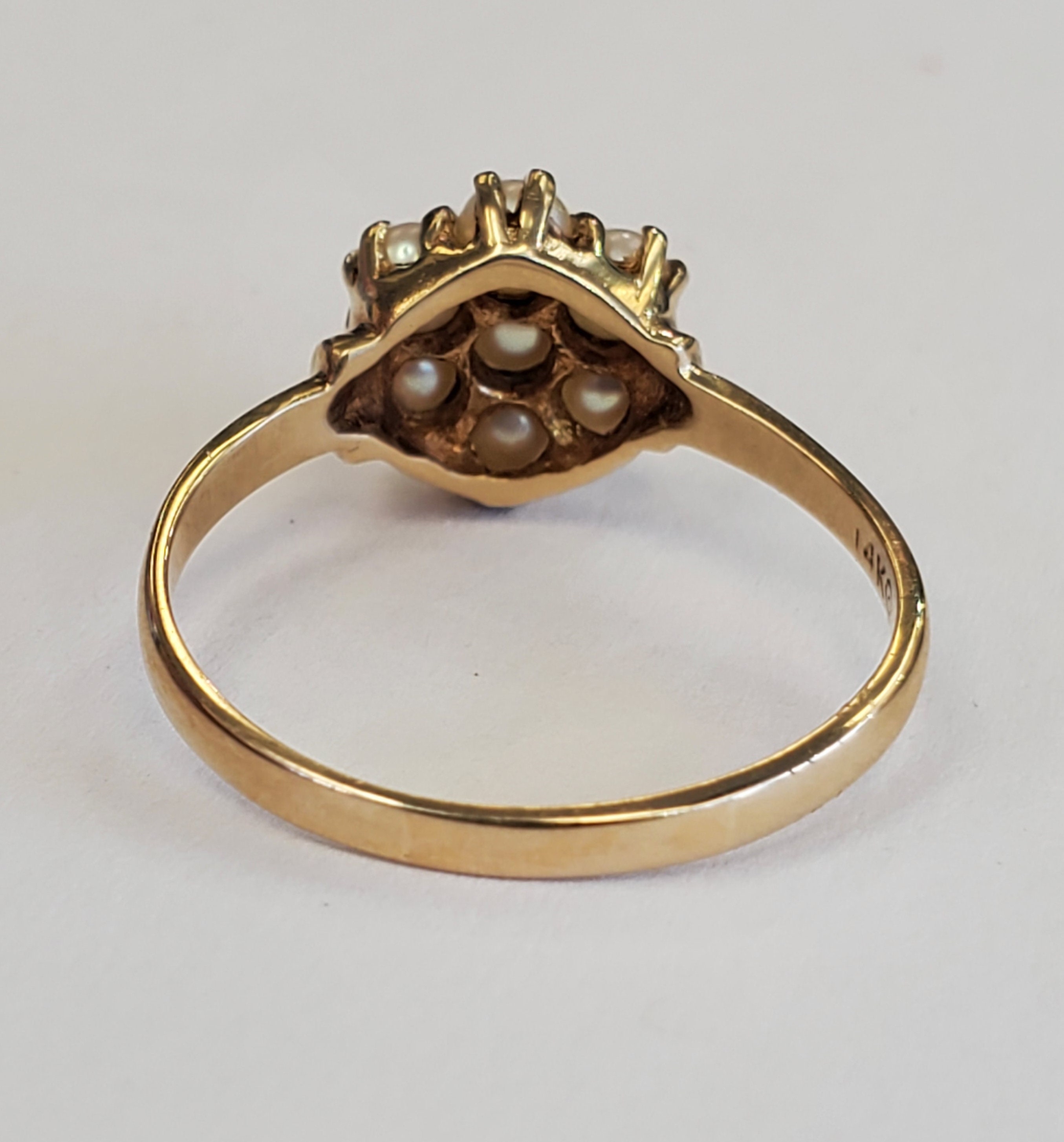 Product Image for Antique seed pearl cluster Victorian ring 14k yellow gold size 7