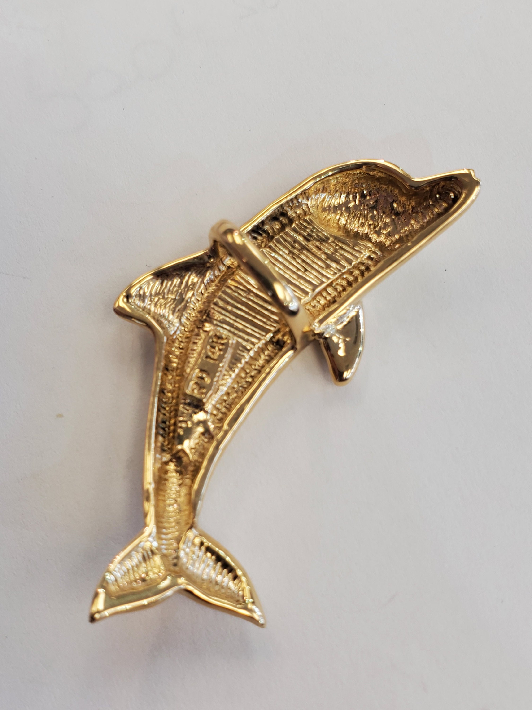 Product Image for Opal Inlay Dolphin Pendant Slide 14k Yellow Gold