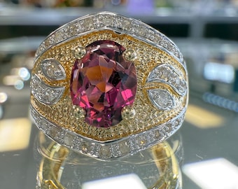 Rhodolite Garnet and Diamond Ring