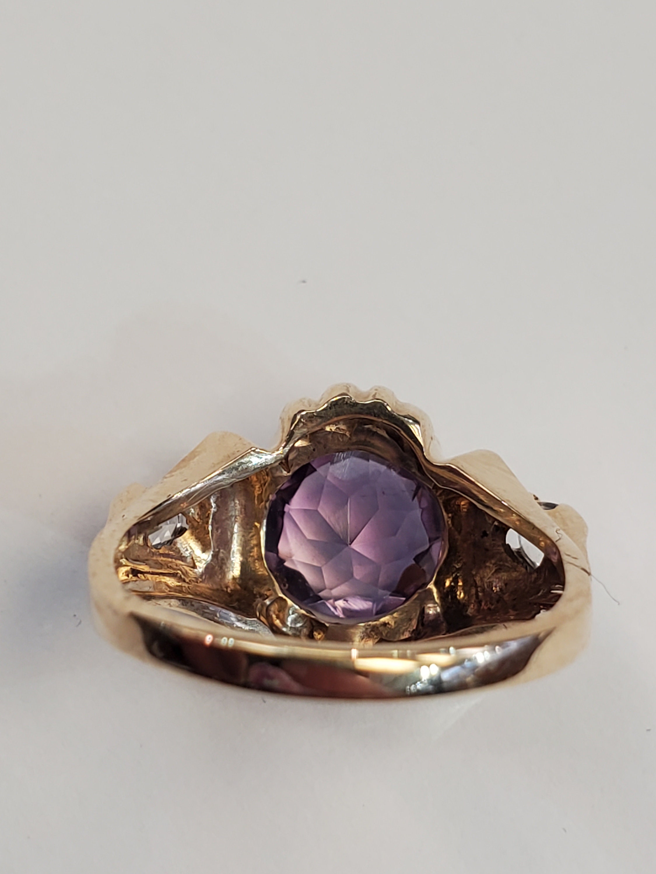 Product Image for amethyst and white sapphire antique ring 10k yellow gold size 4.5