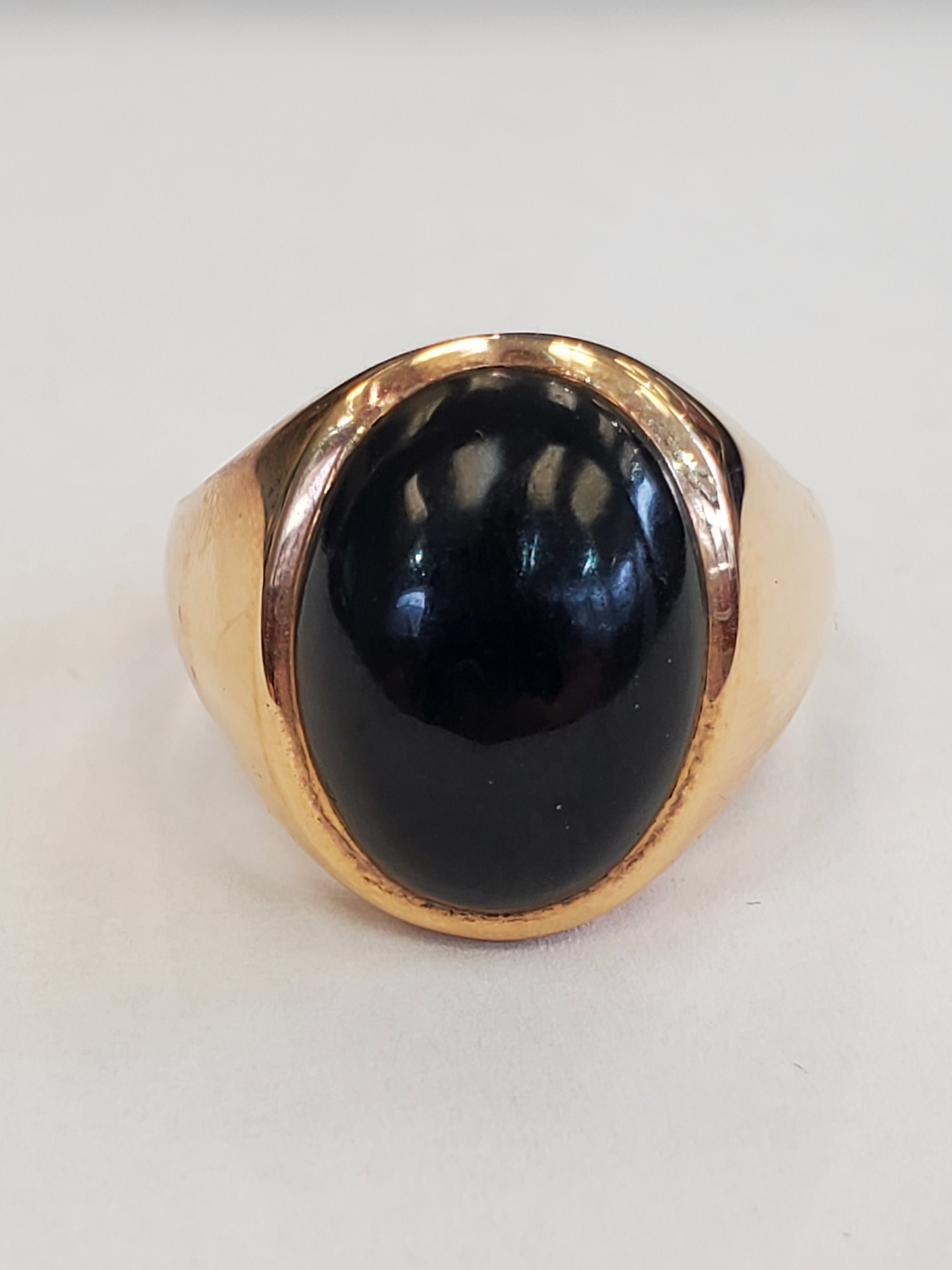 Black Coral 7ct Ring 14k Yellow Gold Size 9.5