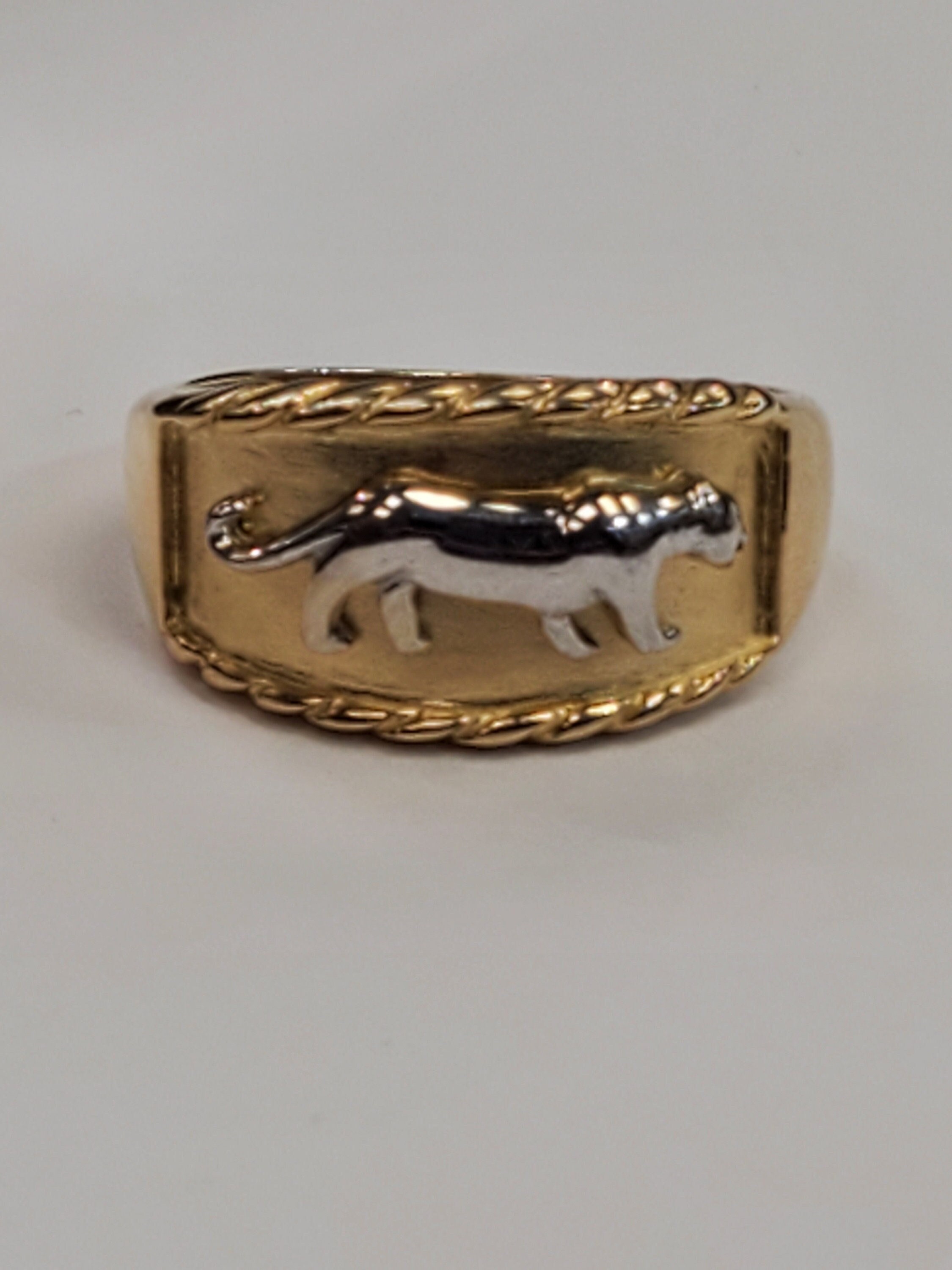 Two Tone Panther 14k ring band 14k gold size 6