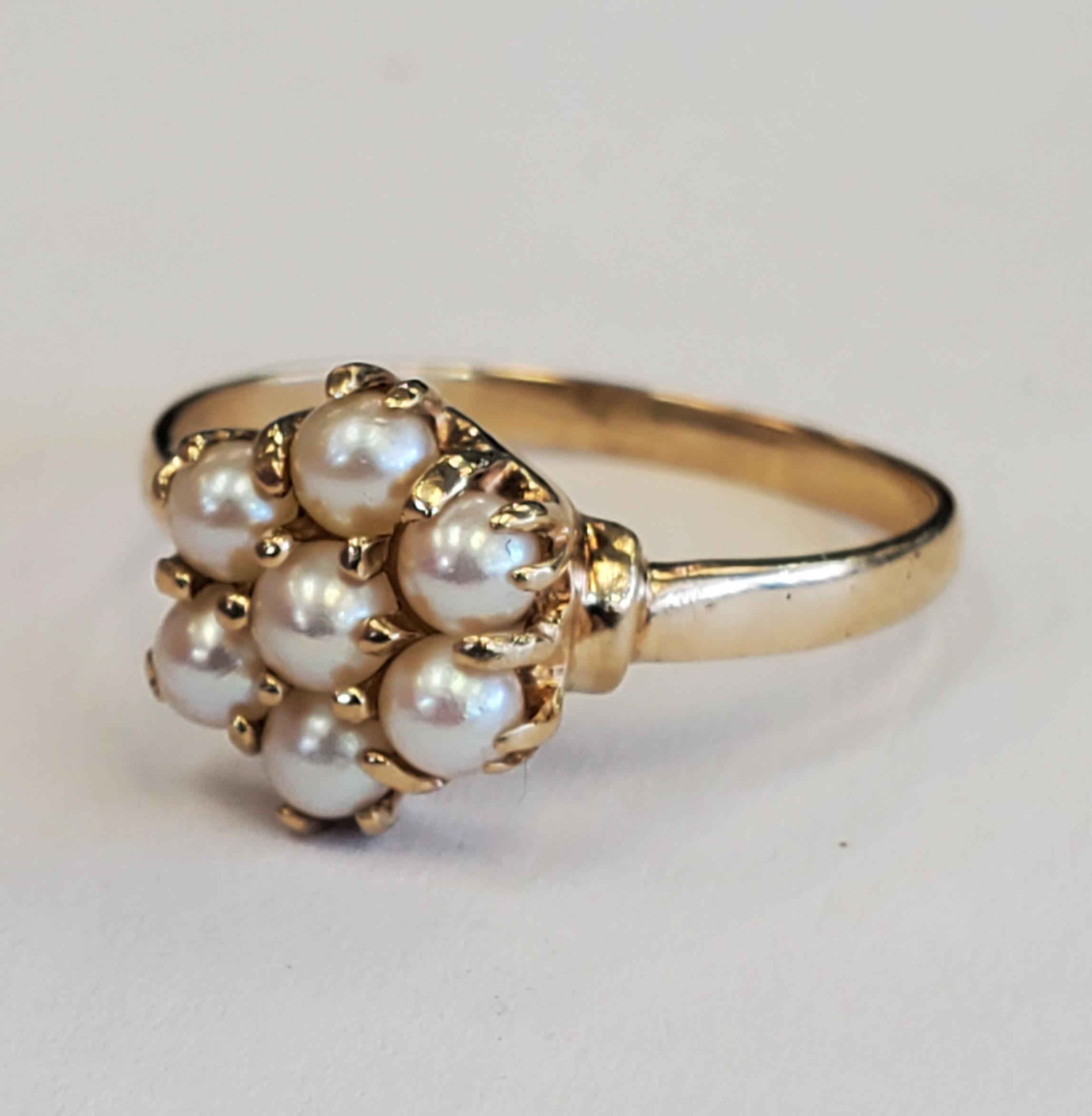 Product Image for Antique seed pearl cluster Victorian ring 14k yellow gold size 7