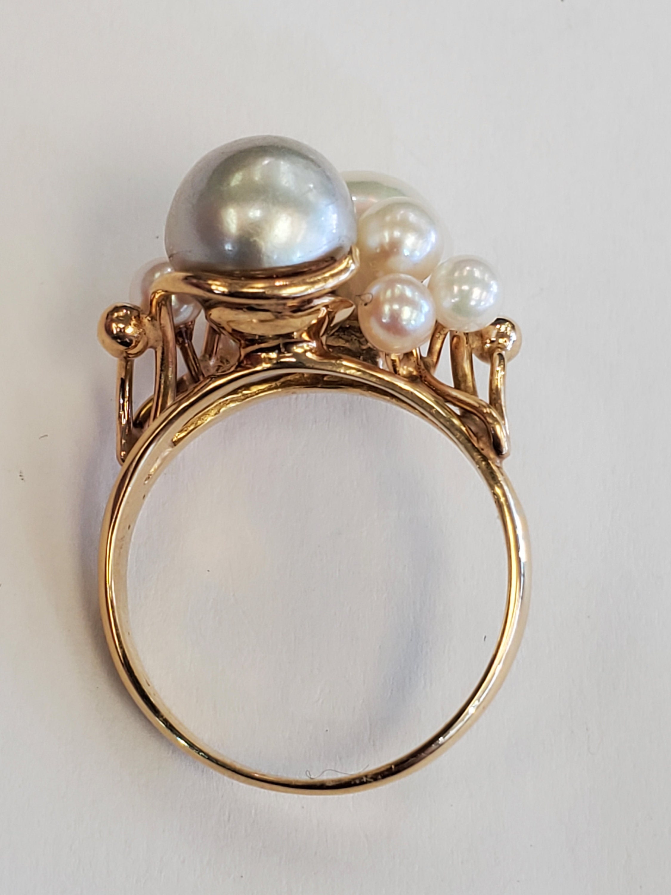 Product Image for Pearl Bubble ring white and silver 14k yellow gold size 7.25