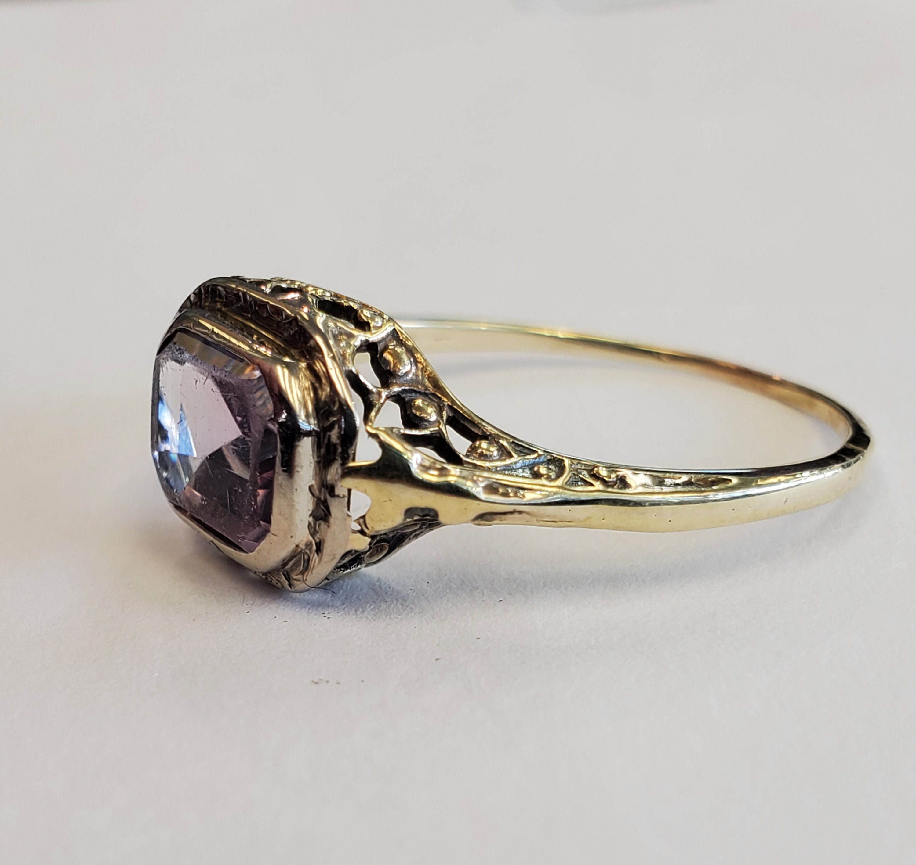 Product Image for Vintage filigree amethyst ring 14k two tone