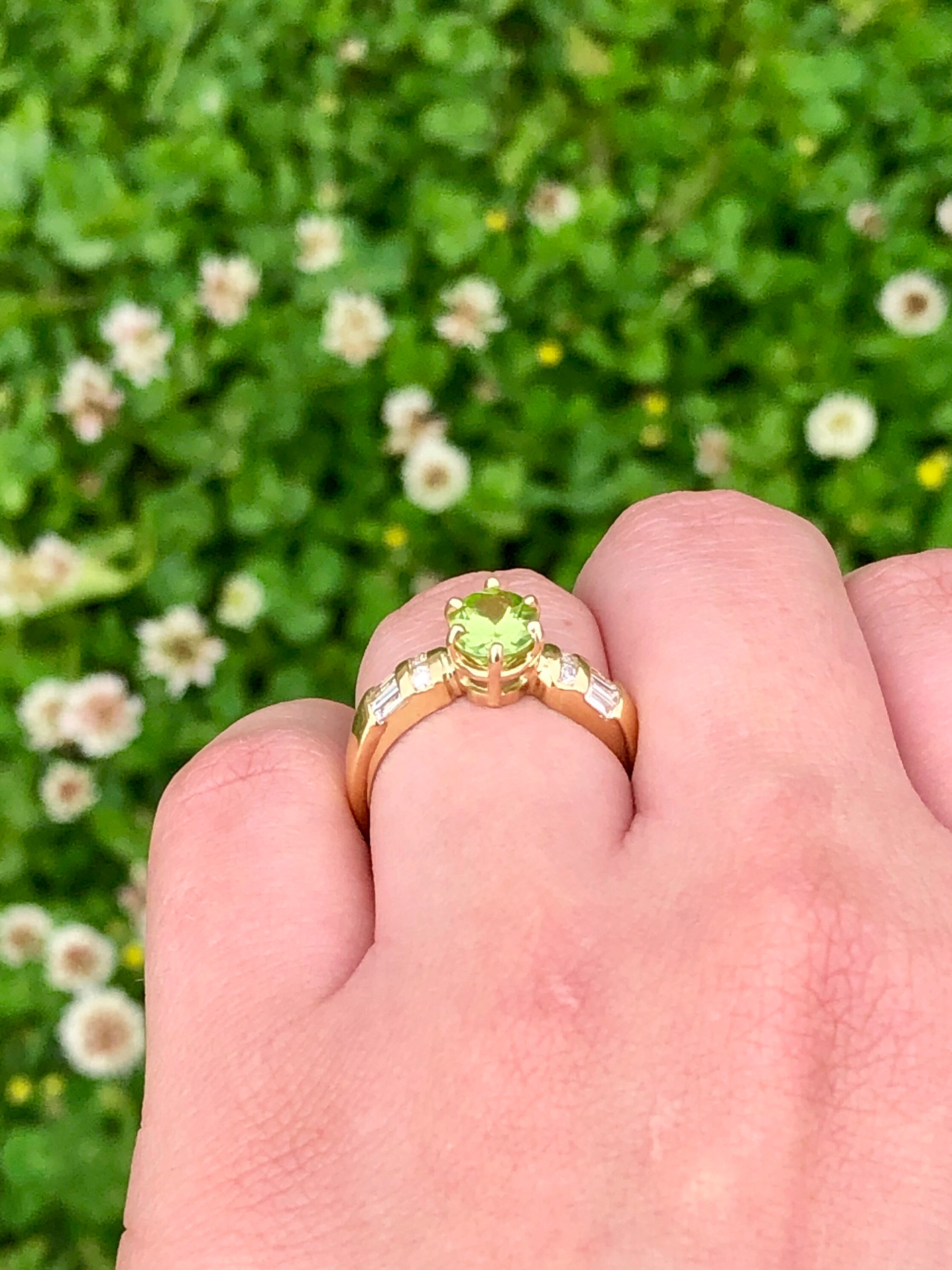 Product Image for 18K Gold 1.30CT Oval Peridot & .37CT Diamond Ring