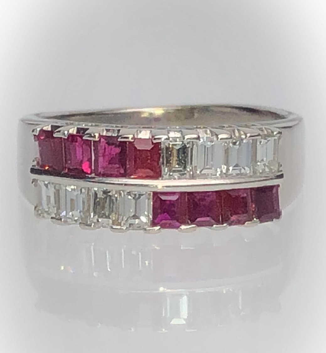 Product Image for Vintage 14K White Gold 1.04 CTTW Ruby & Diamond Band vpl