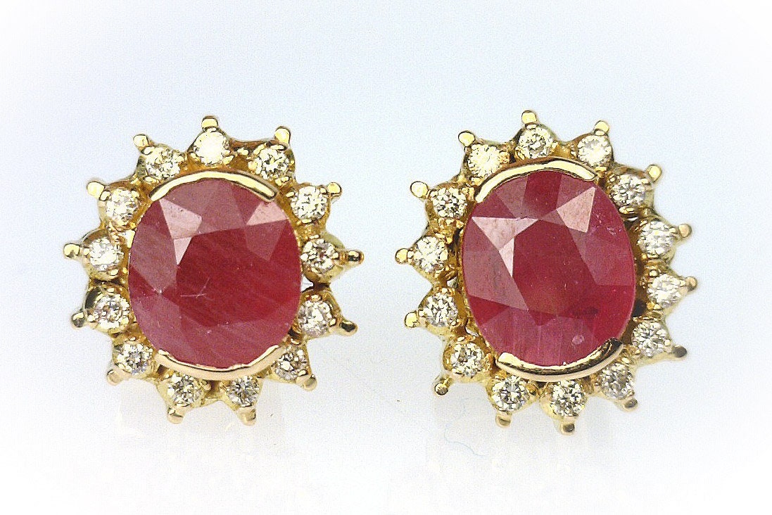 Product Image for 21K Gold 2.95CT Ruby & .56CT Diamond Earrings