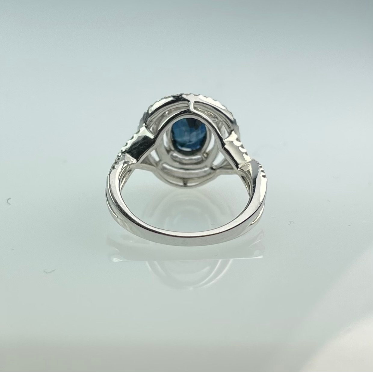 Product Image for Blue Sapphire & Diamond - Double Halo Ring - 14k White Gold