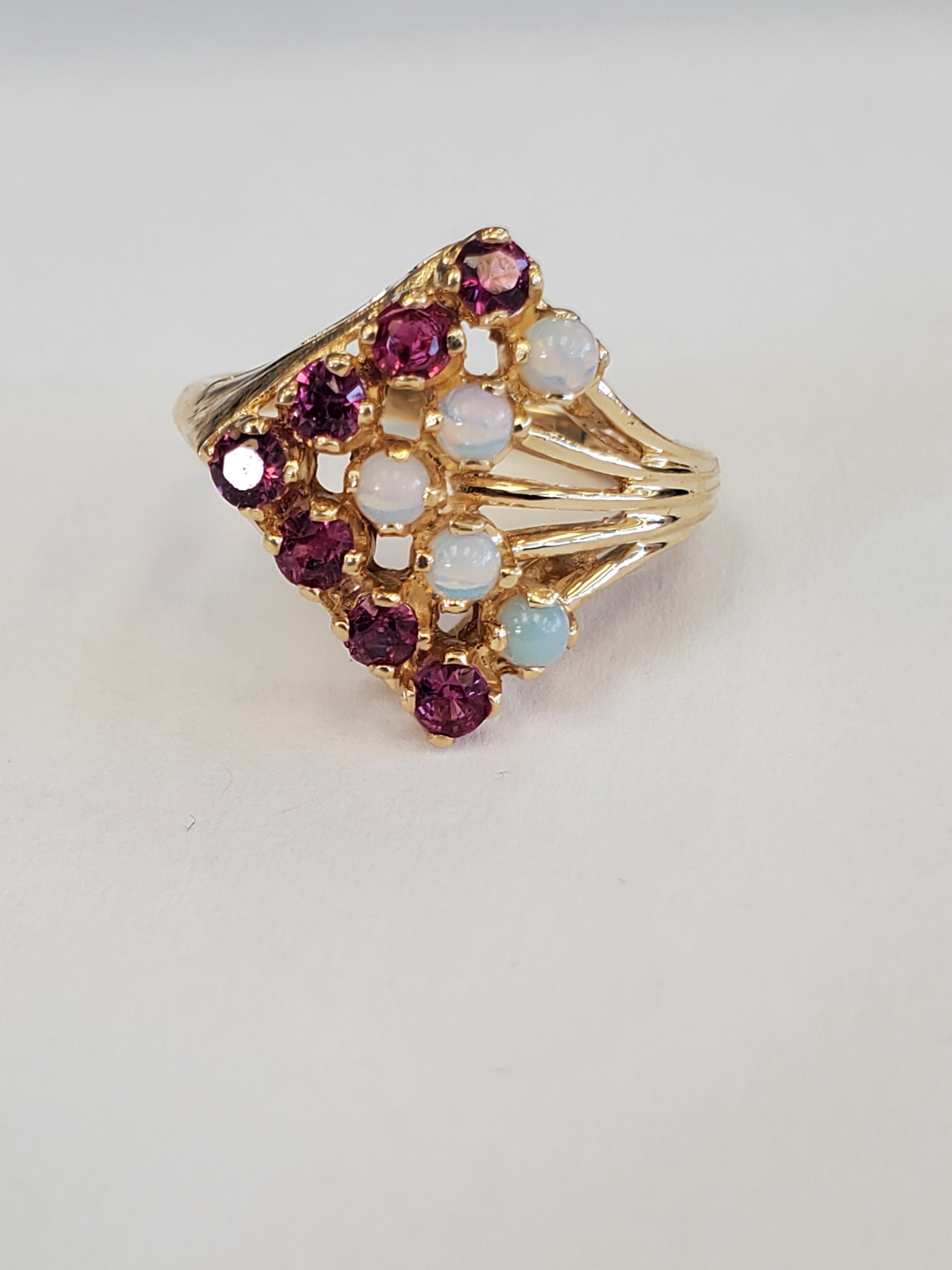 Product Image for SECO Retro ruby and opal 14k yellow gold ring size 4.5 Stein & Ellbogen Co.