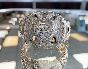 Double Eagle Masonic Diamond Ring