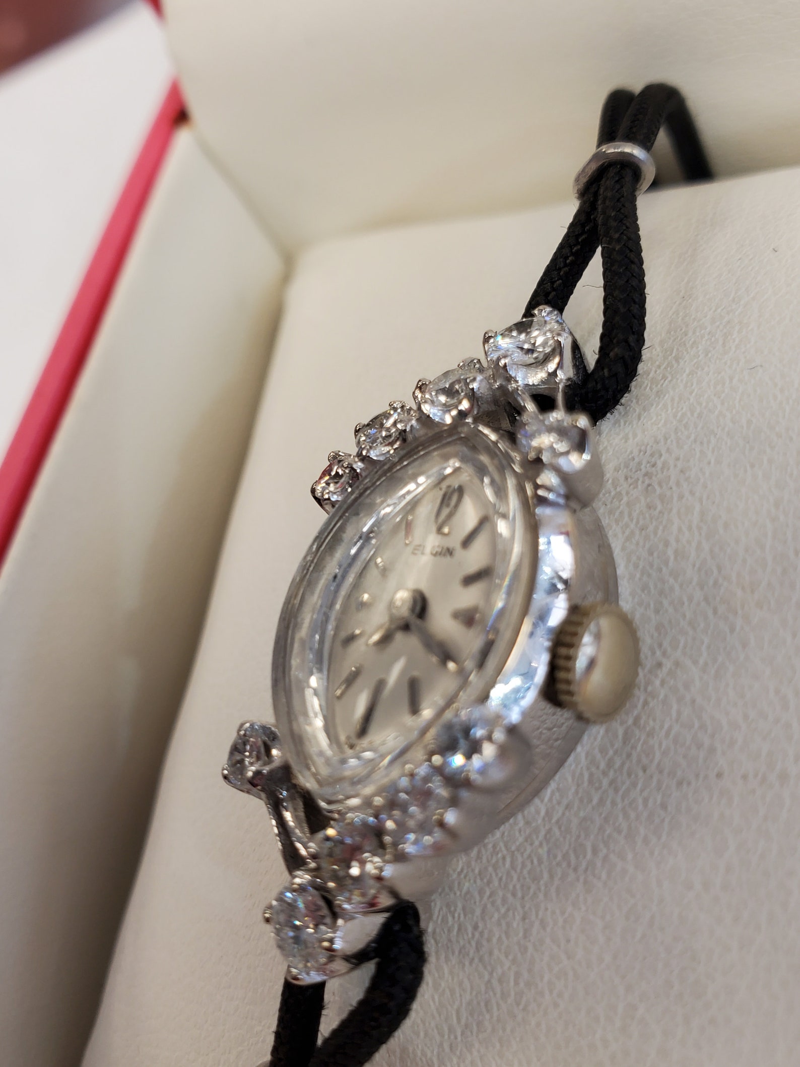 Ladies Vintage Elgin 1cttw Diamond watch wristwatch 14k white Etsy