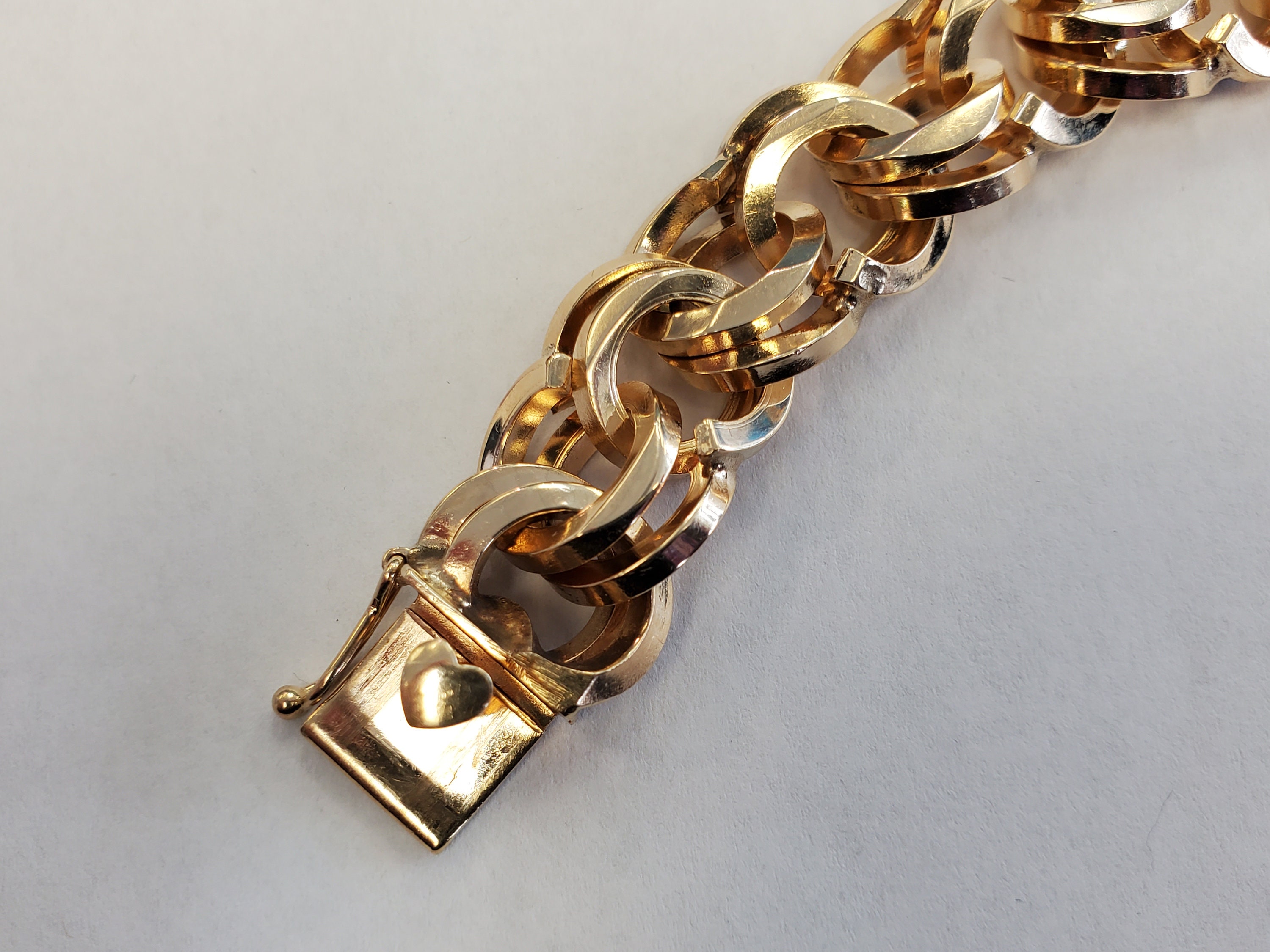 Product Image for Significant Large 14k Yellow Gold Charm Link Bracelet 71.5 grams 8&quot;