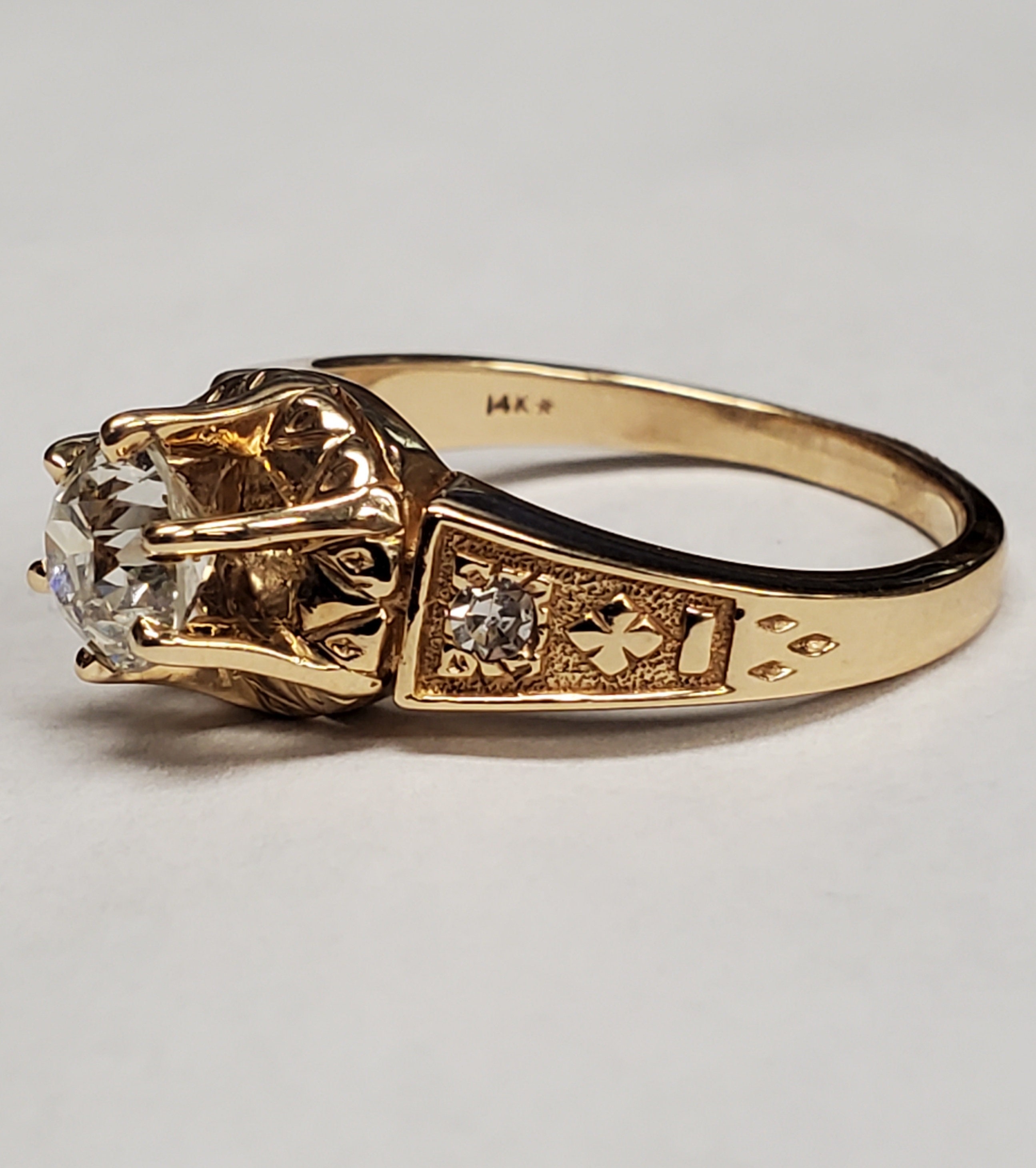 Product Image for Belcher 14k yellow gold .90 old European Cut Brilliant Diamond Ring Size 7