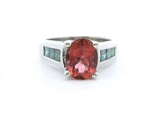 Tourmaline and Irrid Blue Diamond Ring