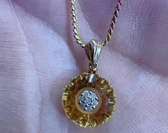Donut Citrine w/ Diamonds Necklace