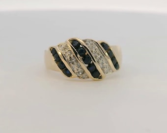 Sapphire and Diamond Wave Ring
