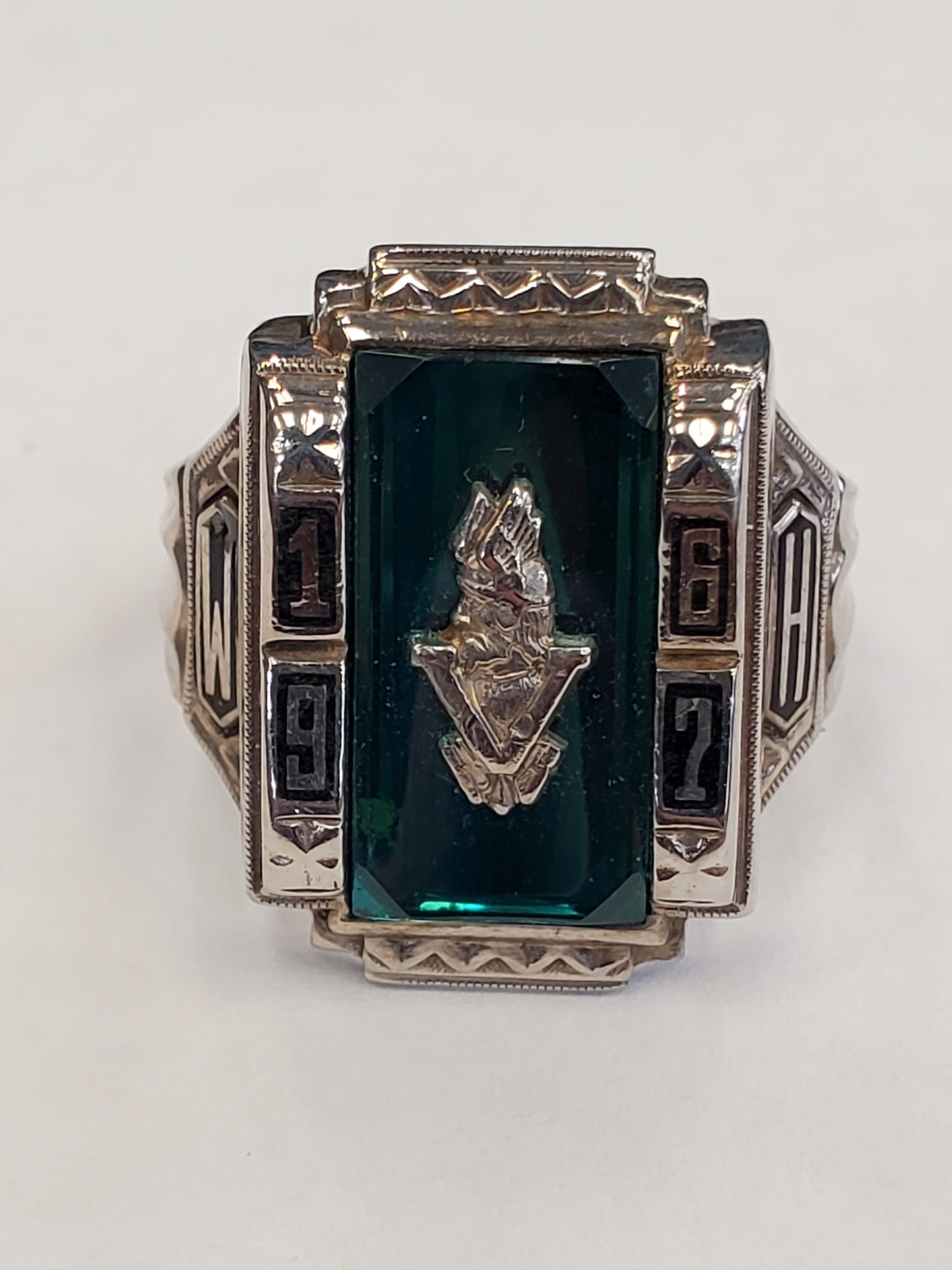 Herff Jones Co Valparaiso High School Class Ring 1967 10k White Gold size 10